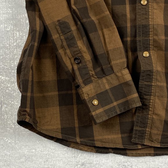 Aviator Shirt Mens Small Pilot Academy United States Pearl Snap Brown‎ Plaid - Picture 6 of 13